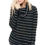 Lou & grey  Black Striped Cowl Neck Sweater‎ Small Photo 1
