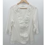 Solitaire Swim White Crotchet Lace 3/4 Sleeve Swim Cover Up Tunic Women Medium Photo 0