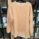 Aerie  oversized pullover slouchy raw hem beige tan sienna sweatshirt terry crew Photo 0