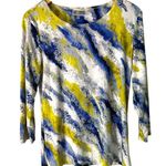 JM Collection Abstract Print Top 3/4 Sleeve Comfortable Knit Top Size S Photo 0