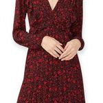 EXPRESS | NWT | XL | Floral Red Rose Ruffle Front Pleated V-Neck Valentine Dress Photo 0