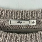 Obey Wool Alpaca Brown Red Stripe Knit Crewneck Sweater Denim Elbow Patch M Photo 4