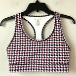 Bandier Center Stage Houndstooth Sports Bra Size M White Black Red Racerback Photo 1