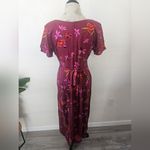 Erika  Dresses Burgundy Red Chiffon Midi Dress Size M Photo 3