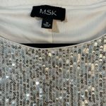 MSK Silver Shimmering Sequin Embellished Short Sleeve Shift Dress Size Medium Photo 2
