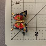 Vintage Thin Colorful Glittery Butterfly Brooch Gold Photo 8
