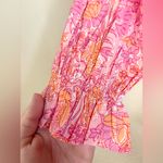 Mille Francesca Orange and Pink Floral Carnation Cotton Ruffle Top Size XS Photo 6