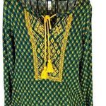 Christopher & Banks Green and Gold Boho Top with Tassels Women’s Size Medium Photo 0