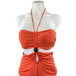 ZARA  Coral Sleeveless Halter Cutout Bandeau Ornament One Piece Swimsuit Size S Photo 2