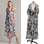 Tadashi Shoji Tadashi Shoji Cobie Draped Cold Shoulder Gown Dress Gray Black Size 16 Photo 1