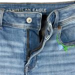 American Eagle SZ 12 SHORT Kick Boot Jeans Floral Embroidery Stretch Mid-Rise Photo 2