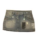 NWT PINKO Distressed Denim Mini Skirt 27 Women’s Blue Photo 2