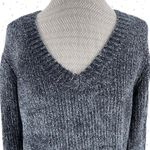 Orvis  Chenille Sweater Steel Gray Blue Relaxed Soft Cozy V-Neck Shiny Size M Photo 2