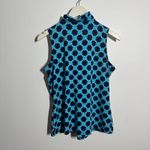 LuLu B Top Women S Blue Woven Print Tank Ruffle Collar Golf Preppy Country Club Photo 1