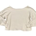 Guess Vintage Sweatshirt Womens Med Cut Collar Cropped Embroidered Long Sleeve Photo 7