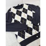 Lands' End  Sweater Womens Medium Argyle Navy White Crew Neck Long Sleeve Academia Photo 1