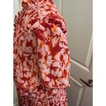 Rungolee Scarlette 100% Silk Red Pink Floral Ruffle Midi Dress Size L Rare Size L Photo 3