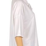 Eileen Fisher White women’s funnel neck boxy top with drawstring collar Small Photo 2