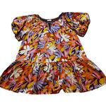 Tallulah Kate Puff Sleeve Bright Floral Tiered Mini Shift Dress 2X Orange Photo 9