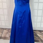 David's Bridal  Royal Blue Strapless Side Ruched Bridesmaid Gown Dress Size 10 Photo 5