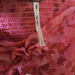 Free People  Floral Blouse Ruched Long Sleeve Top Pink‎ Rose Medium Photo 5