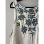 Free People  Samson Embroidered Beaded Mini Dress In Ivory/Blue Low Back Cotton Photo 4