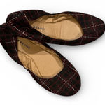 Lucky Brand  ERIN RED BURGUNDY BLUE Plaid ROUND TOE TARTAN Ballet Flats SIZE 8 Photo 0