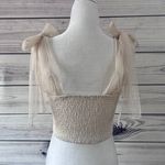 Altar'd State Altar’d State Blakely Off White Tulle Tie Shoulder Crop Top Photo 5