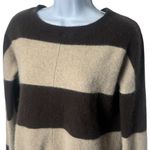 Pure Amici 100% Cashmere Brown and Tan Stripe Crewneck Cozy Cabin Holiday XS Photo 2