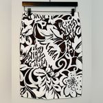 Max Mara Brown White Black Floral Print Pencil Midi Skirt Size 8 Photo 1