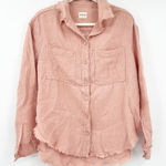 Peach Love California NWOT Peach Love Womens Boho Gauzy Cotton Raw Hem Long Sleeve Button Up Shirt S Photo 0