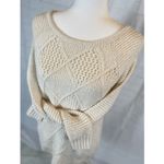 American Eagle  Women's Sweater Crewneck Pullover Cream Cable Knit Size M Photo 8