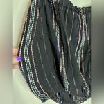 Elan Black Metallic Stripe Tie Strap Top Medium Photo 5