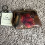 Patricia Nash Borse Large Sienna Sunset Leather Kiss Lock Coin Wallet NWT Photo 1