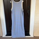 EUC Pact Softspun Orgqnic Cotton Tank Midi Dress Blue White Stripe Size XL Photo 7
