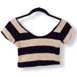 Forever 21  Cream & Black Striped Scoop Neck Crop Top - Size S Photo 1