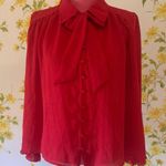 San Joy NWT Tie neck button up oversize blouse size M Photo 5
