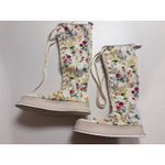 Max Mara White Floral Print Knee High Lace Up Platform Boots Size 39 size 8 Photo 3