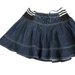 Anthropologie Pilcro Sporty Tiered Denim Mini Skirt Size Medium Blue Photo 11