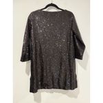 Joan Vass NEW  Tunic Top/Mini Dress Women Small Black Sequin 3/4 Sleeve Going Out Photo 1