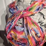 NWOT Bridess Crisscross Straps Keyhole Pleated Overlay Chiffon Empire Cutouts Fit Flare Marble Abstract Print Vintage y2k Accordion Multiple Size 10 Photo 4