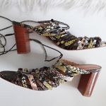 Ulla Johnson  Rayna Snake-Print Leather Strappy Block Heel Sandals Photo 5