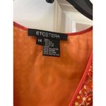 Etcetera  Silk Sleeveless Blouse Size 14 orange abstract pattern v neck Photo 1