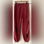 POL  Burgundy Distressed Joggers with Drawstring‎ Size Large NWOT Photo 3