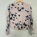 H&M 🦋  Pale Pink Black Butterfly Lightweight Blouse Casual XS 💖 Photo 3
