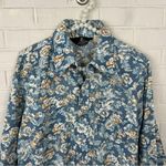 Vintage Sears Authentic Western Wear Pearl Snap Floral Button Down Shirt Size L Blue Size L Photo 1
