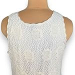 Vintage 90s Dress White Crochet Floral Sleeveless Bow Detail Midi Boho Plus 2X Photo 4