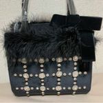 Swankiss Japanese Lolita Black Velvet Fur Gem Crystal Handbag Photo 1