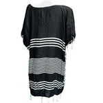 C&T beach women's size L black and white striped cover up with tassels Size L Photo 1