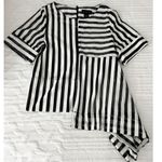 Gracia s Asymmetrical Block Hem Striped Blouse Photo 1